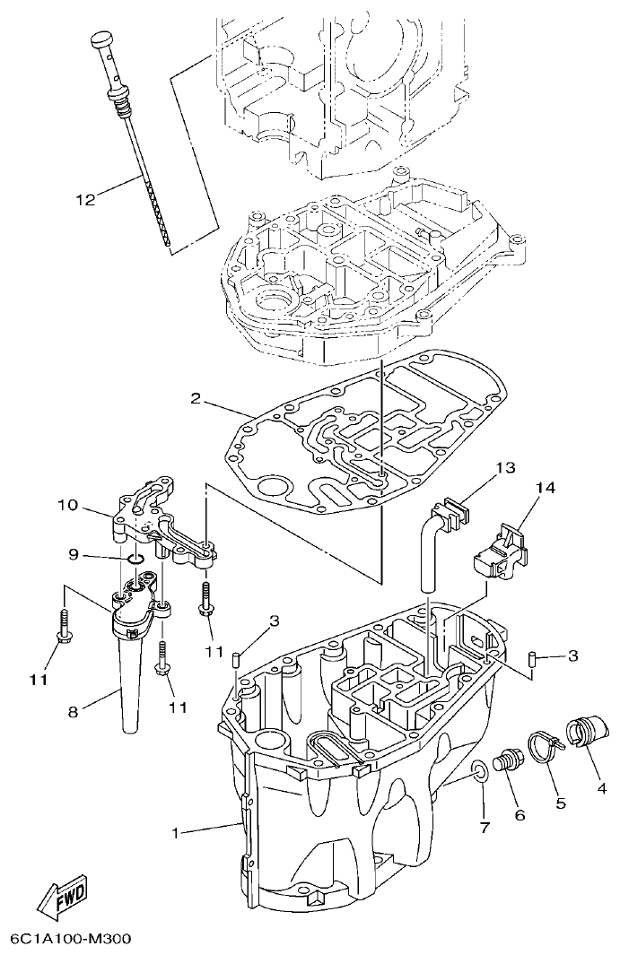 Yamaha F50HET, F60FET, F50HEHD, F60FEHT OIL PAN parts diagram